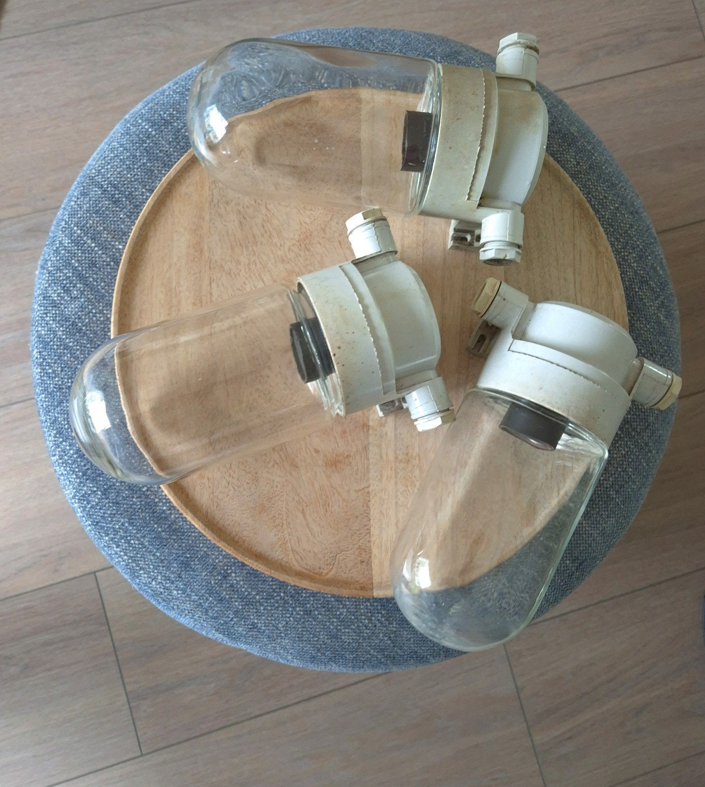 Set van 3 Vintage Industriële Stallampen, Ophalen of Verzenden