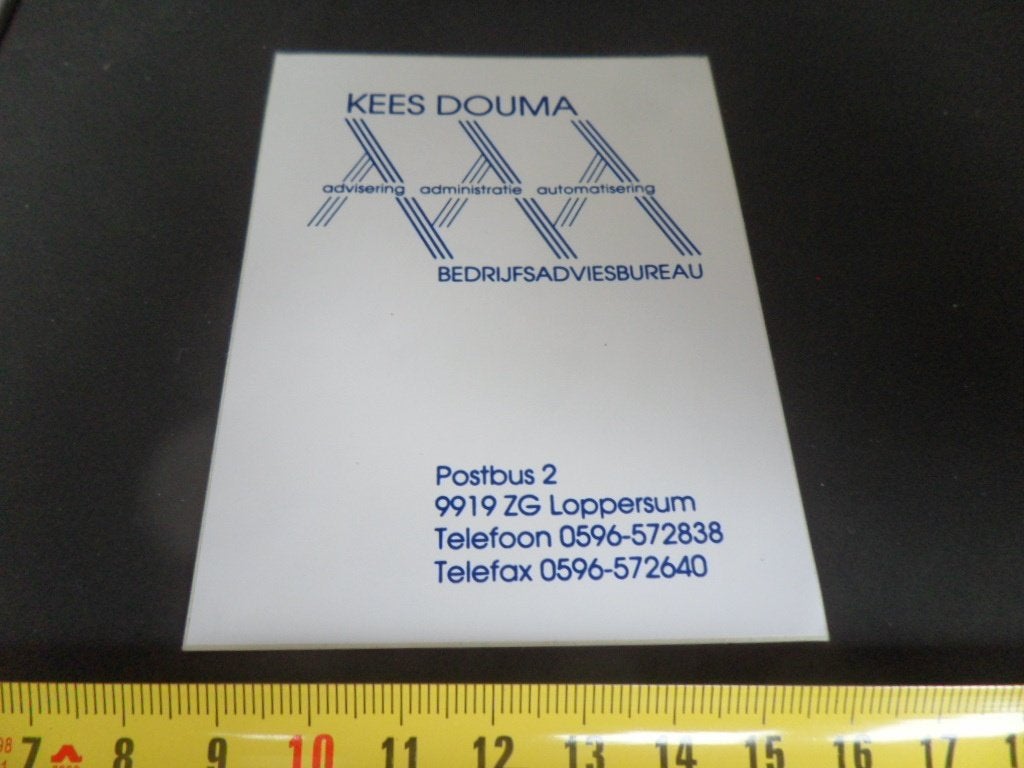 sticker Loppersum KEES DOUMA bedrijfsadviesbureau, Verzamelen, Ophalen, Zo goed als nieuw