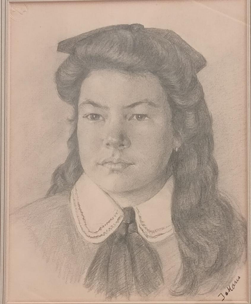 Houtskool portret Gesigneerd J.Maris ( Jacob?), Ophalen of Verzenden