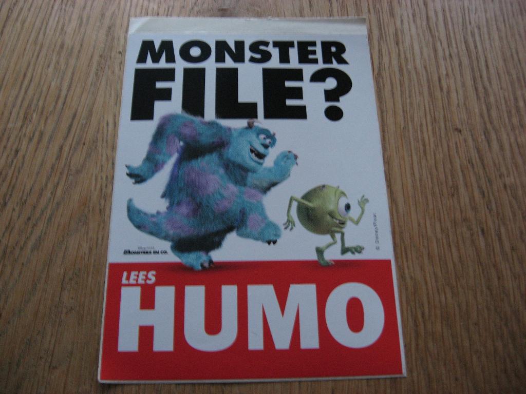 Monsters en co. Monster File? Humo Vintage Sticker, Verzamelen, Ophalen, Nieuw, Strip of Tekenfilm