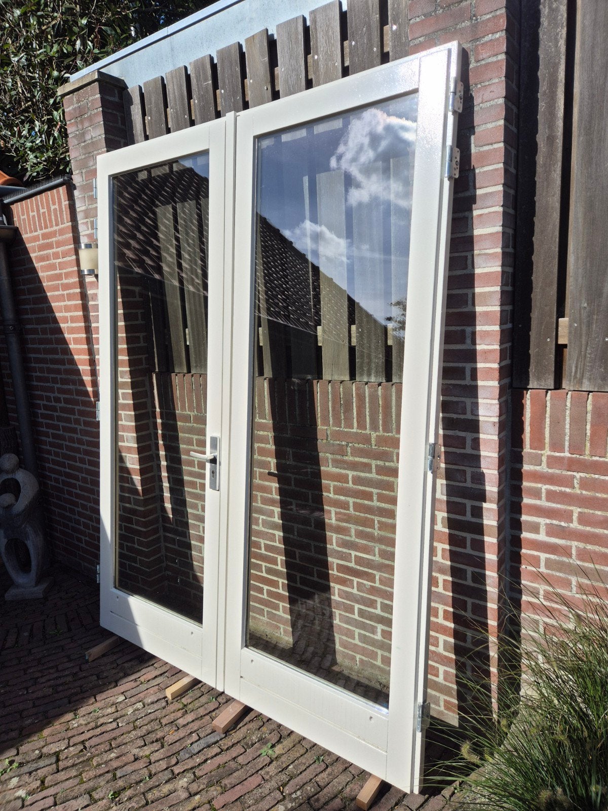 dubbele hardhouten tuindeuren extra hoog Met driepuntsluitin, Ophalen, Glas, 120 cm of meer, 215 cm of meer
