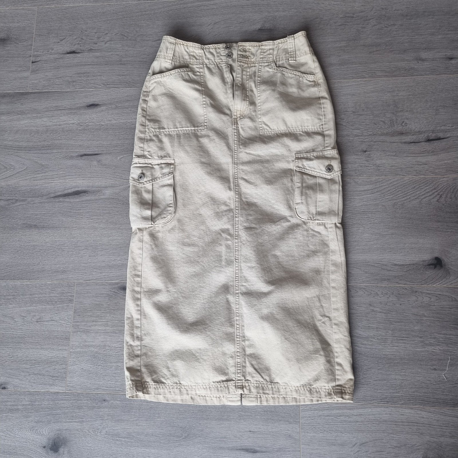 Rita Ora x Primark Cargo Maxi Rok Beige (Maat S / 36), Beige, Ophalen of Verzenden, Zo goed als nieuw, Maat 36 (S)