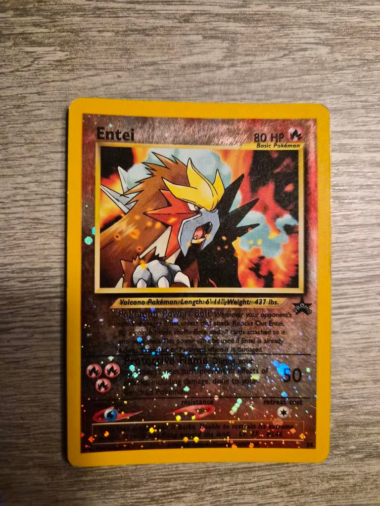 Entei reverse holo 34 promo WOTC black star, Ophalen of Verzenden, Gebruikt, Losse kaart, Foil