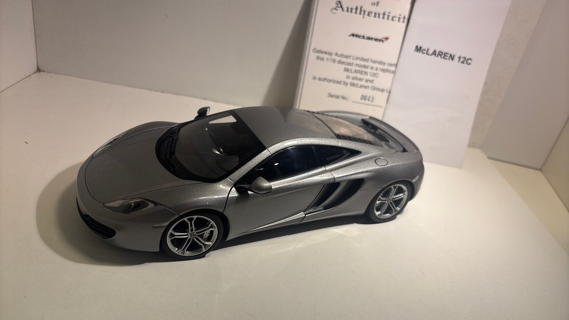 McLaren 12c grey autoart 1.18, Ophalen of Verzenden, Autoart, A, A