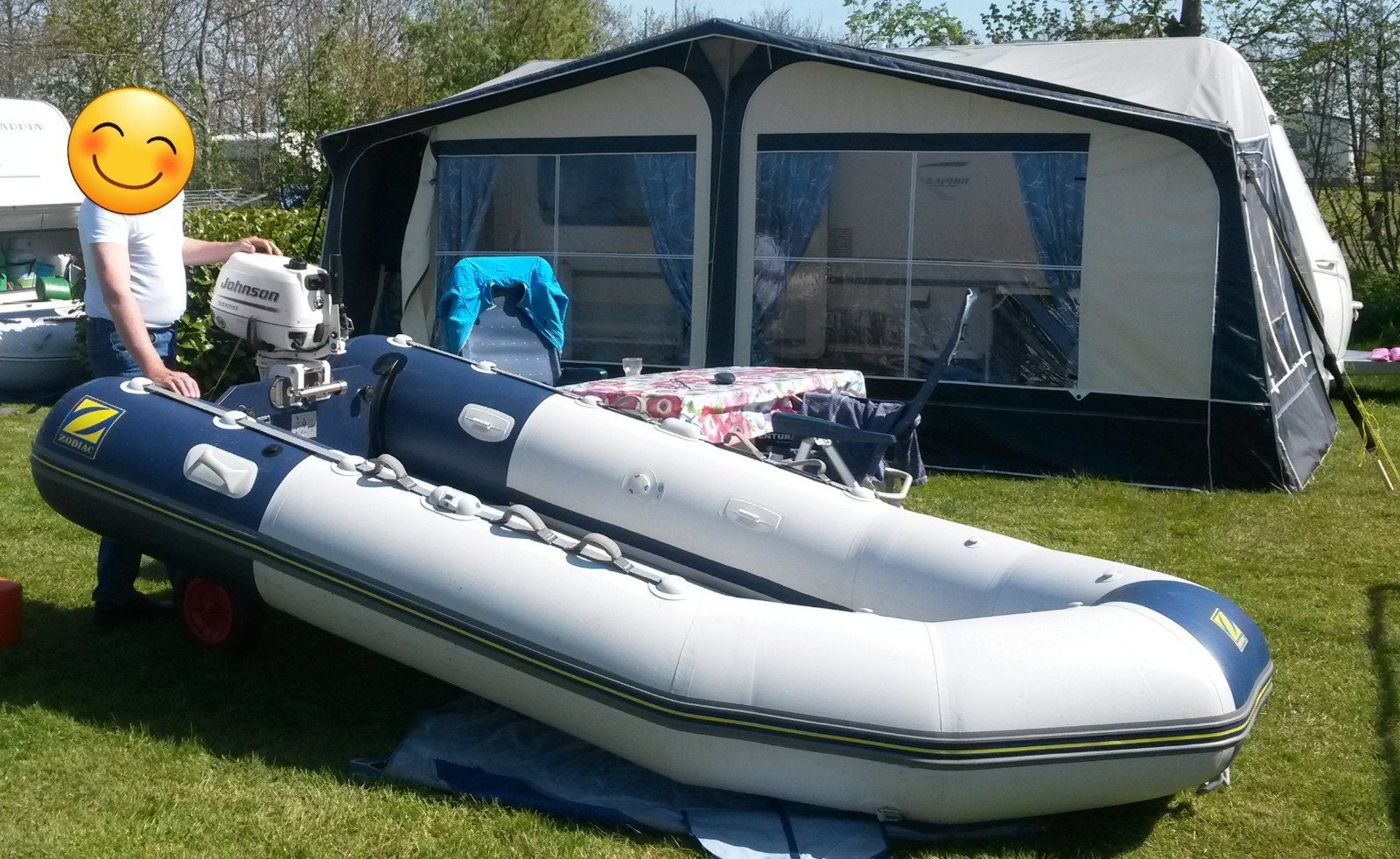 Zodiac Cadet Solid 340 met Johnson 6 pk buitenboordmotor, Ophalen, Buitenboordmotor, Brandstoftank, Zodiac