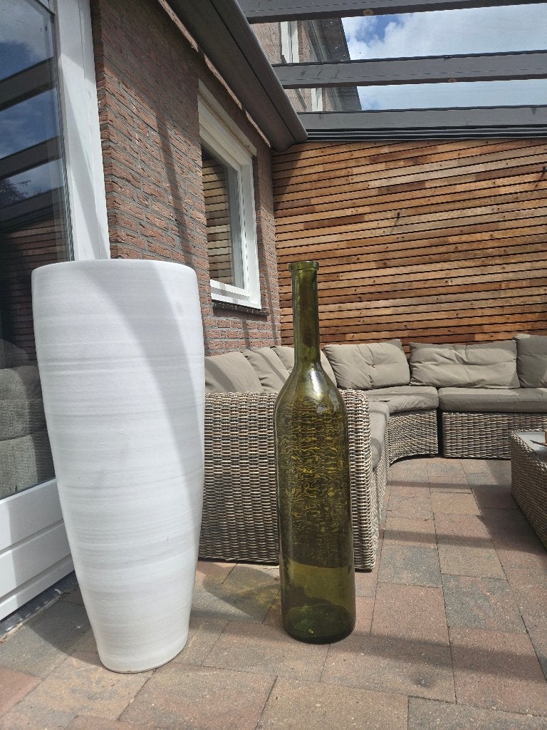 Grote Vaas fles groen glas 1.00 cm, Ophalen, Minder dan 50 cm, Groen, Glas