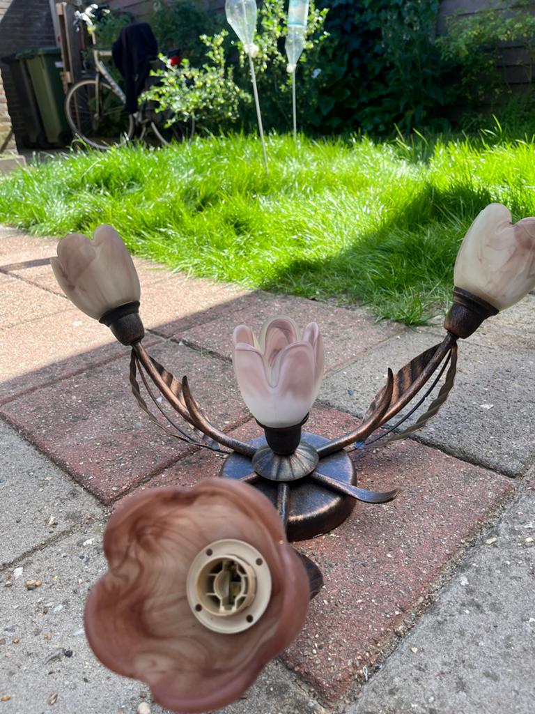 Handlamp Bloem Rosé Goud met 4 Spots, Ophalen, Gebruikt