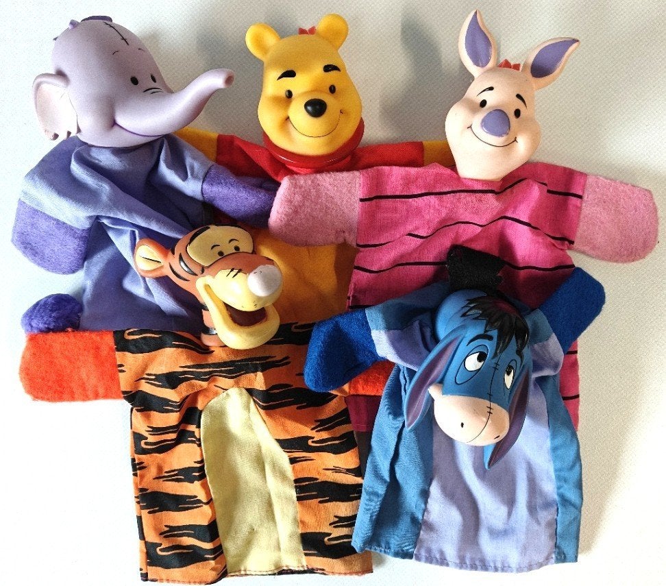 5 HANDPOPPEN, POPPENKASTPOPPEN: WINNIE THE POOH EN ANDERE, Kinderen en Baby's, Ophalen of Verzenden, Zo goed als nieuw, Overige typen