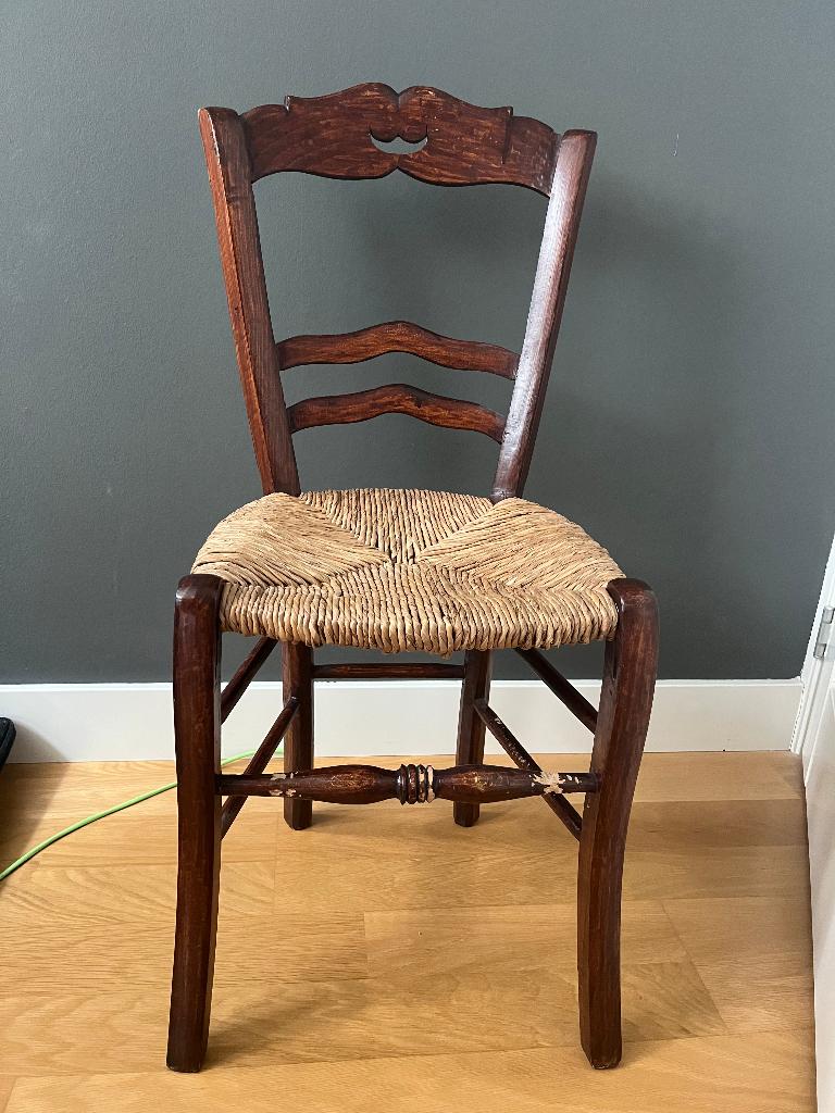 TE KOOP 6 leuke eetkamerstoelen, rieten zitting, Ophalen, Gebruikt, Bruin, Vijf, Zes of meer stoelen