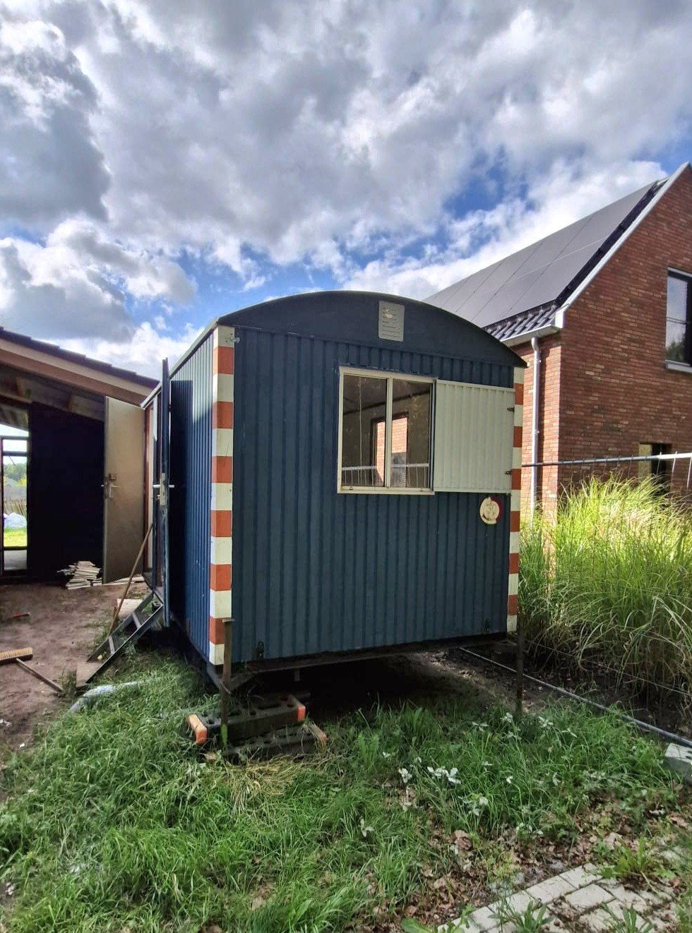 Bouwkeet met toilet/wc - schaftwagen - pipowagen, Doe-het-zelf en Verbouw, Ophalen, Gebruikt