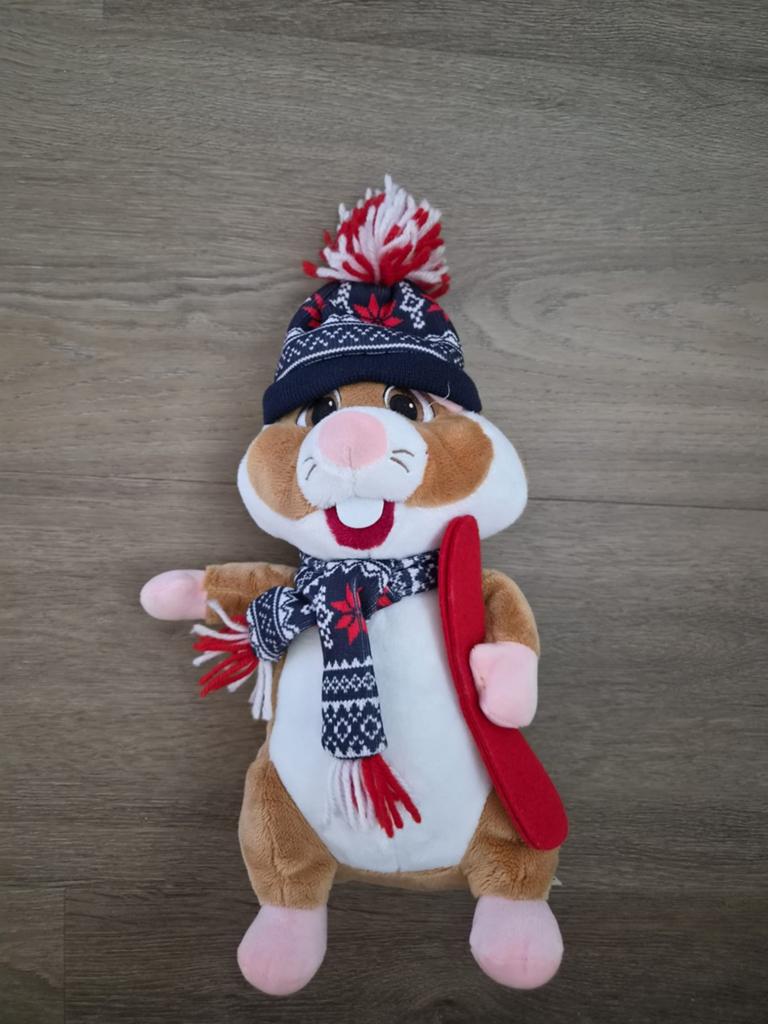 AH Hamster Knuffel Winter - Nieuwstaat, 35 cm hoog, Albert Heijn, Hamster, Nieuw, Ophalen of Verzenden
