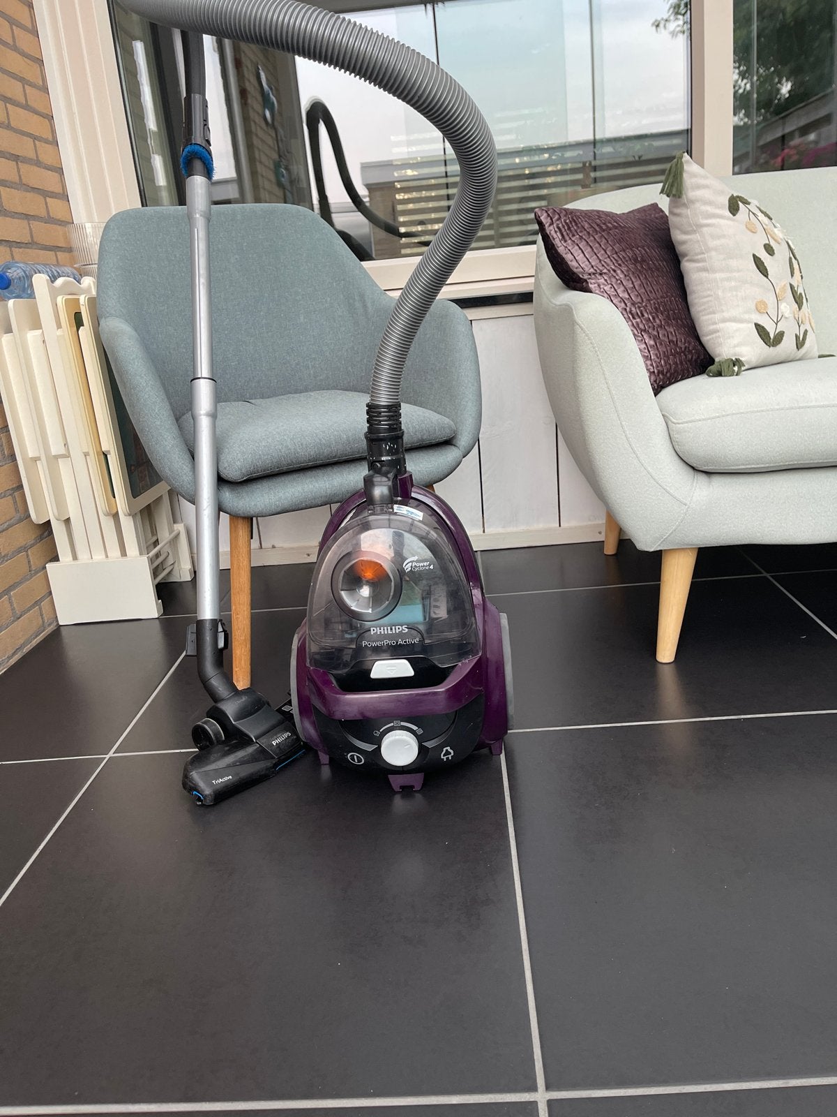 Philips PowerPro Active Stofzuiger - Paars, Zonder Zak, Ophalen, Gebruikt, Philips, Reservoir