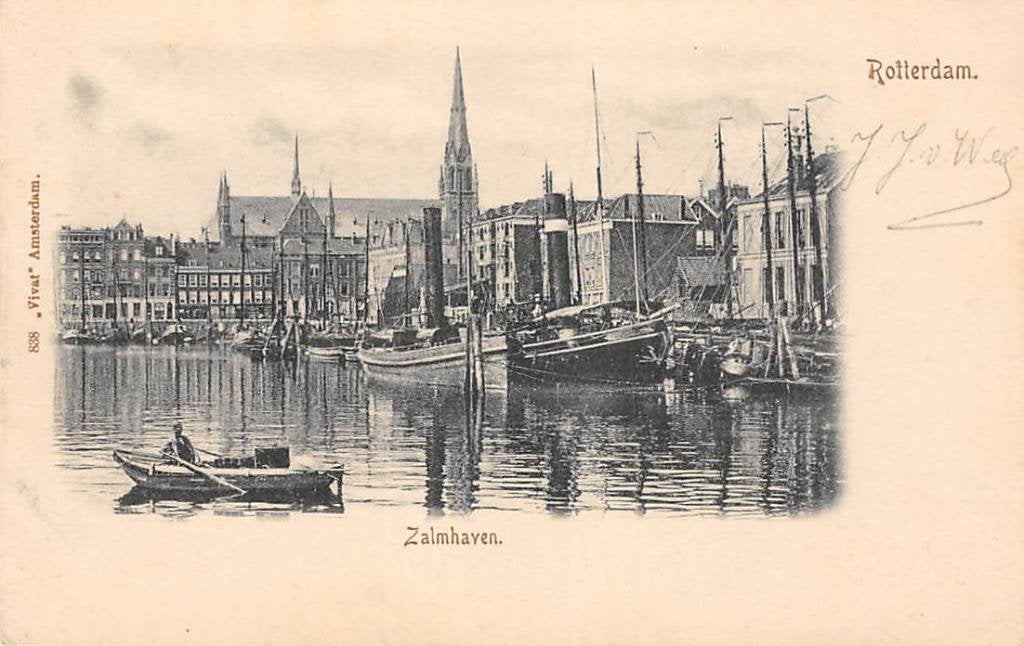 Rotterdam Zalmhaven Vivat 838 Binnenvaart Schepen, Ophalen of Verzenden, Voor 1920, Gelopen, Zuid-Holland