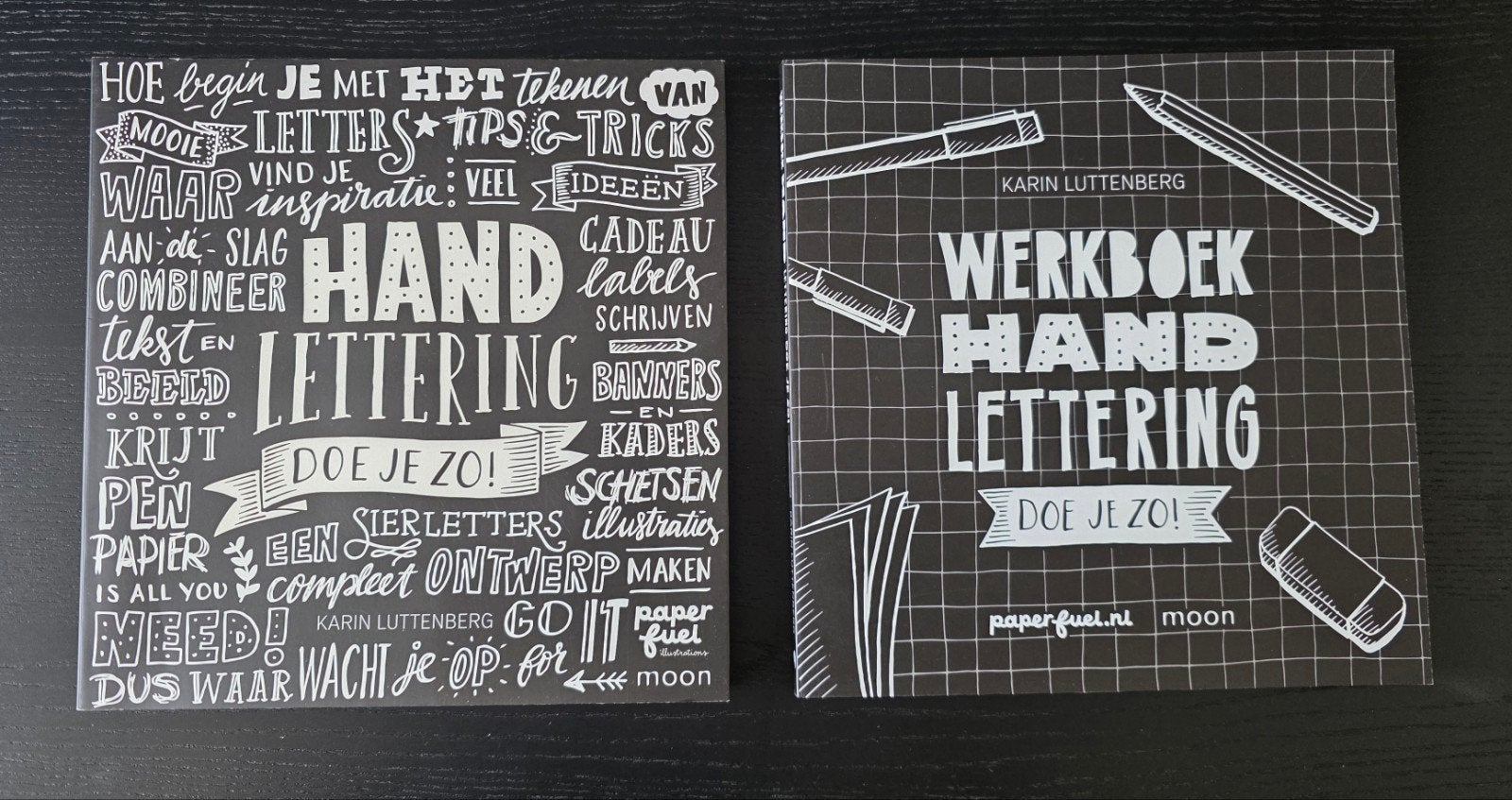 Handlettering Werkboek en Inspiratieboek Karin Luttenberg, Ophalen of Verzenden, Zo goed als nieuw