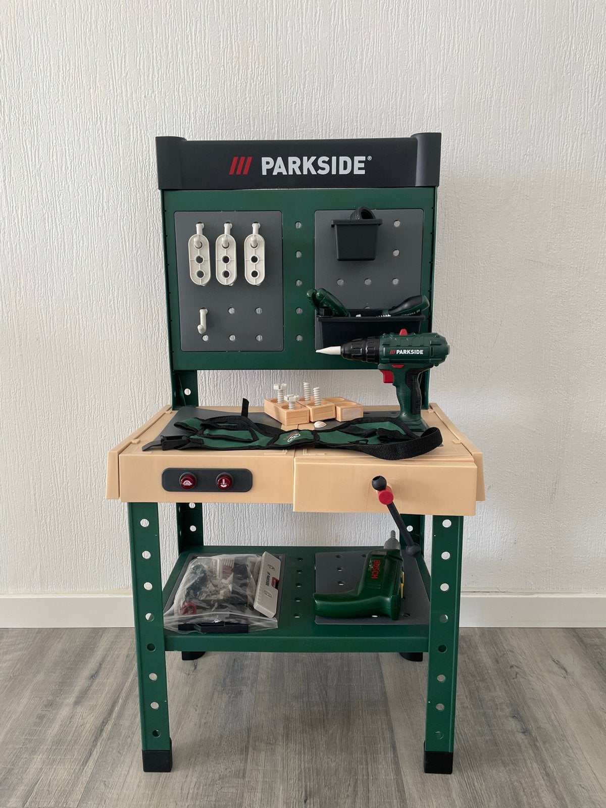 Parkside Werkbank Speelgoed met Boormachine en Accessoires, Kinderen en Baby's, Speelgoed | Overig, Ophalen, Gebruikt, Jongen of Meisje
