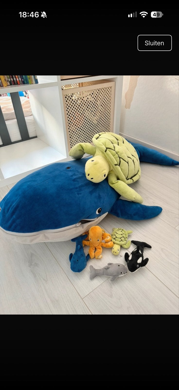 IKEA Knuffels Zeedieren: Walvis, Schildpad, Octopus, Haai, O, Gebruikt, IKEA, Overige typen, Ophalen of Verzenden