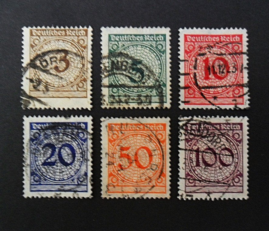 Deutsche Reich : serie Mi-338/342 Geldhervorming 1923, Ophalen of Verzenden, Overige periodes, Gestempeld