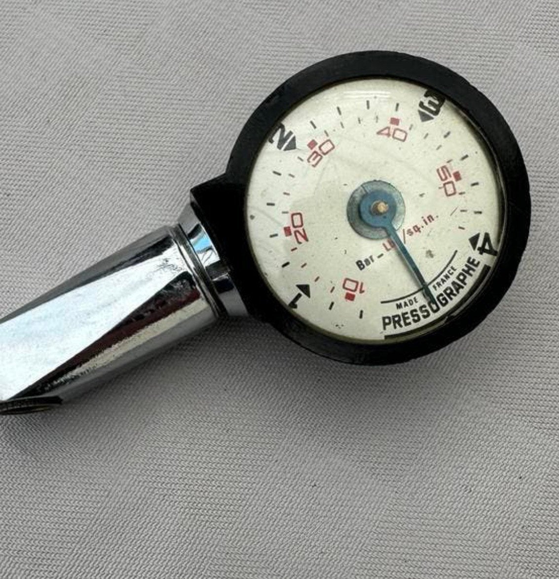 Klassieke banden spanning meter uit Frankrijk jaren ‘40/50, Ophalen of Verzenden, Gebruikt