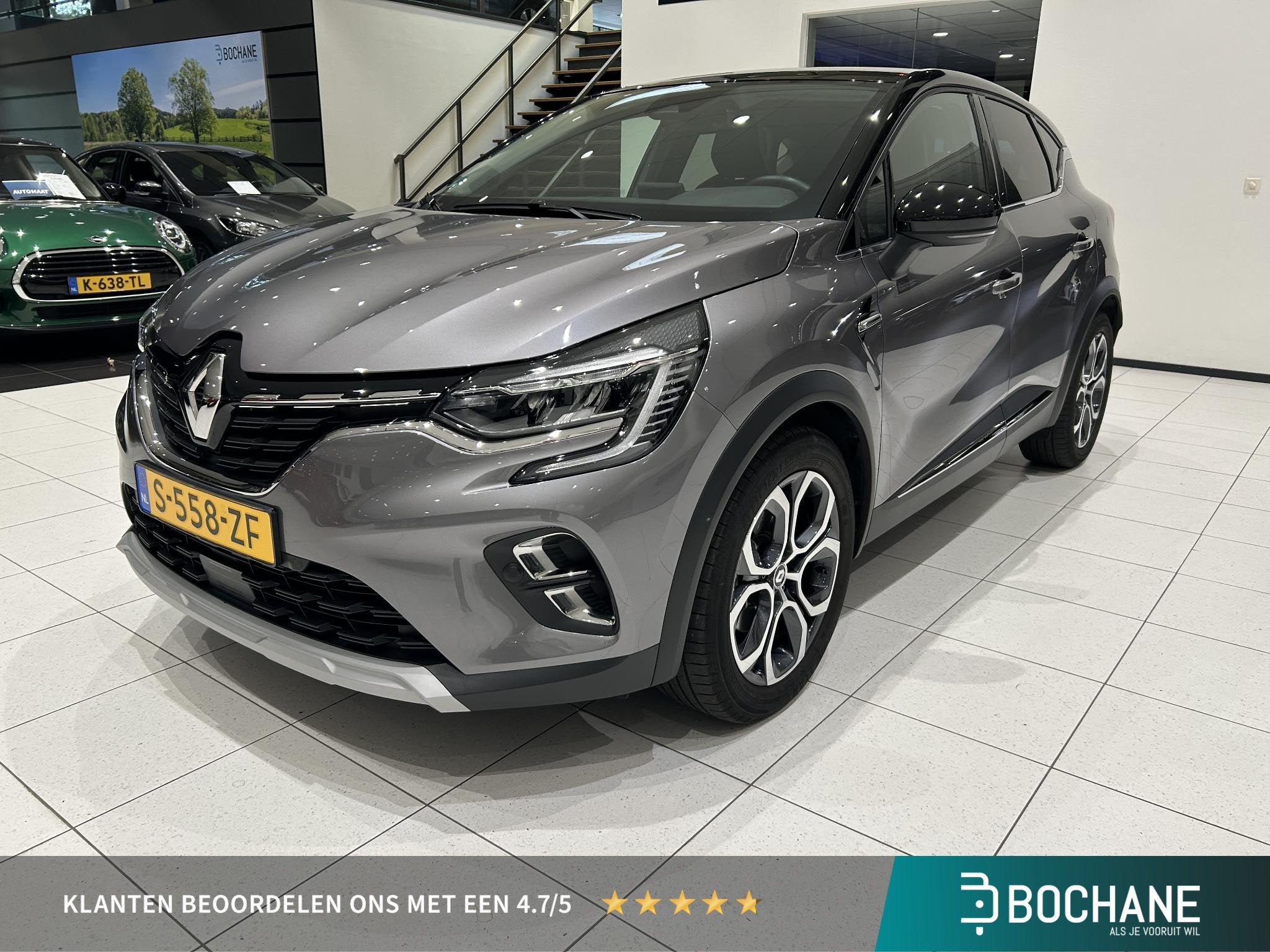 Renault Captur 1.6 E-Tech full hybrid 145 techno | Trekhaak, Gebruikt, 715 kg, Leder en Stof, Origineel Nederlands