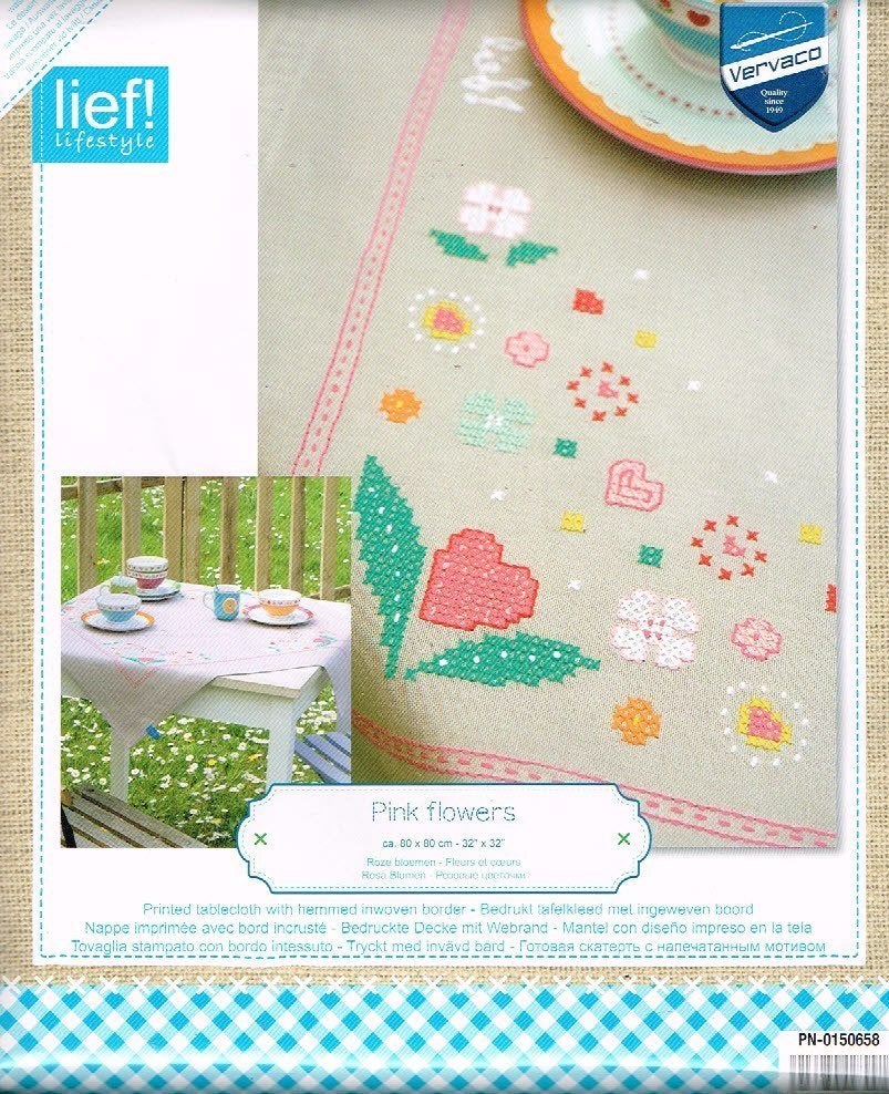 Cado opruiming lief borduurpakket dekservet, PINK FLOWERS, Ophalen of Verzenden, Nieuw, Handborduren, Borduurpakket