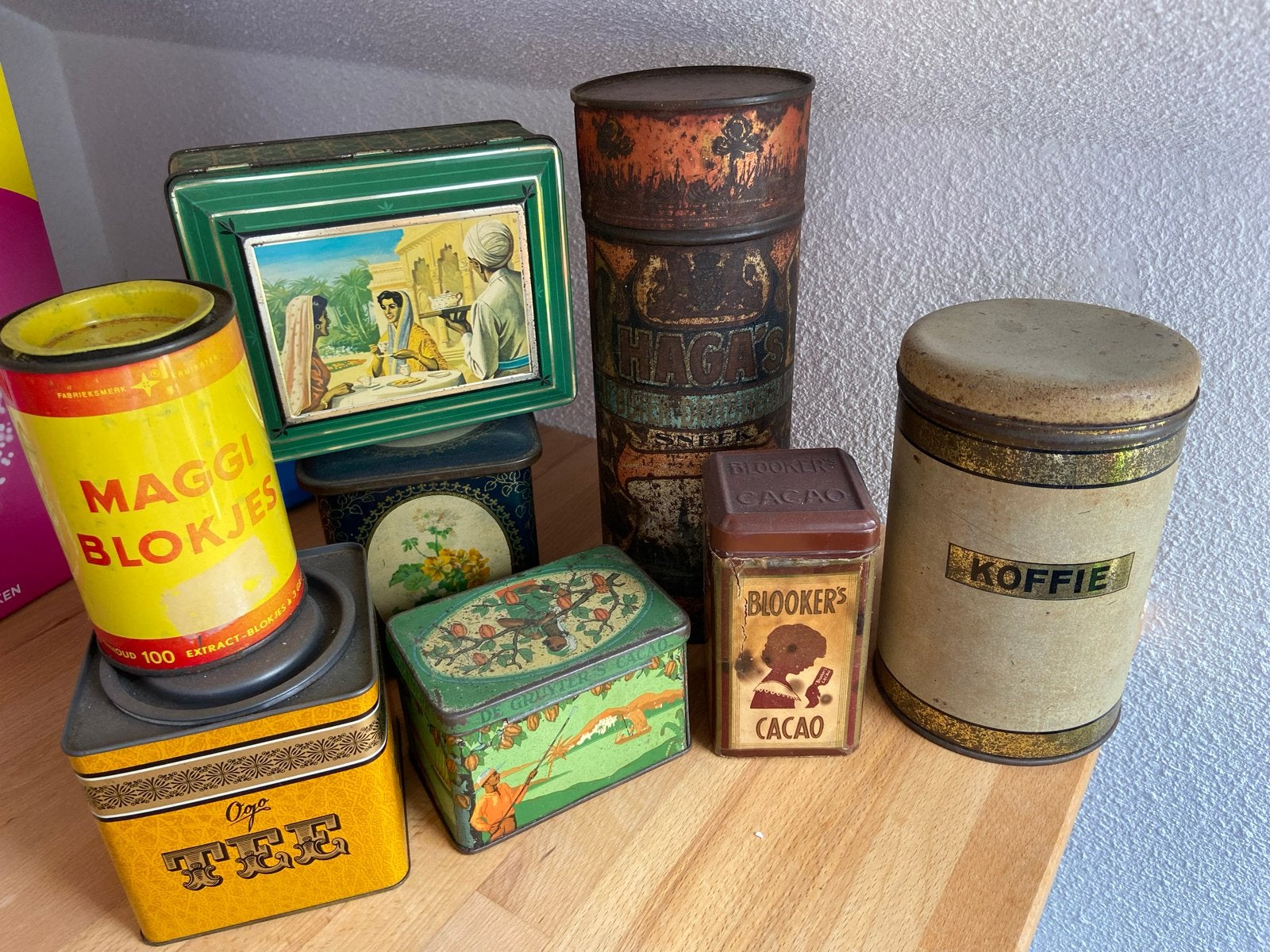 Vintage blikken: Maggi, Blooker's, HAGA's, Koffie, Thee, Ophalen, Gebruikt, Overige, Overige merken
