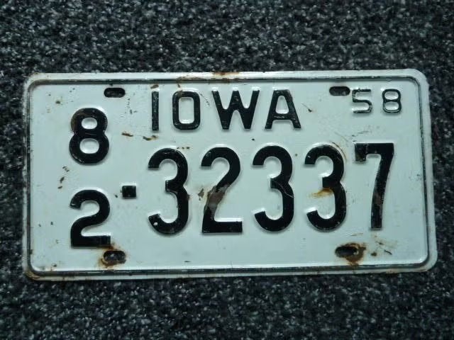 Kentekenplaat licenseplate Iowa 1958 USA, Verzenden, Gebruikt, Auto's