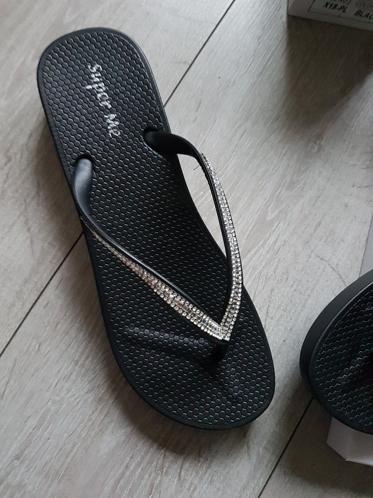 Teen slippers zwart * glitter maat 40/41, Slippers, Verzenden, Zwart, Nieuw
