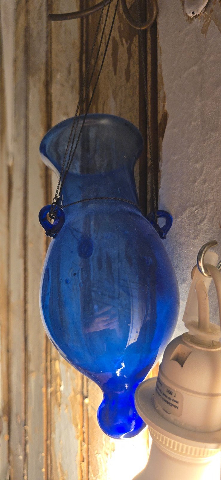 Antieke blauwe glazen hangvaas uit Syrie, Antiek en Kunst, Ophalen of Verzenden