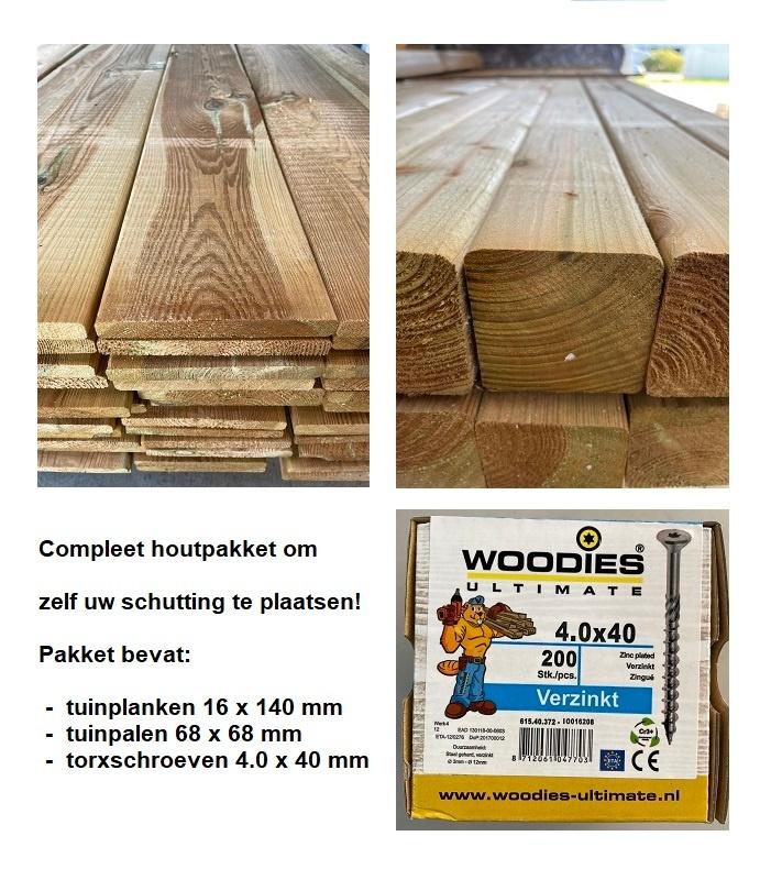 Compleet schuttingpakket, planken + palen en schroeven, Ophalen, Palen, Nieuw, Hardhout