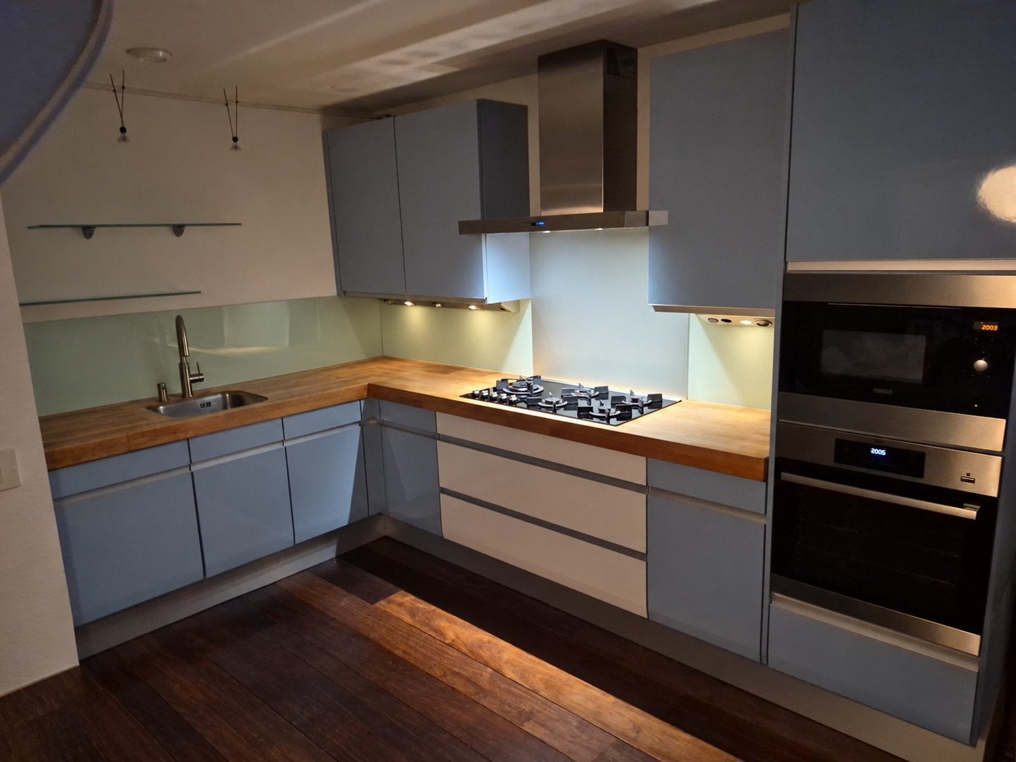 SieMatic hoekkeuken met apparatuur – zelf demonteren, Huis en Inrichting, Ophalen, Gebruikt, Blauw, Hoekkeuken