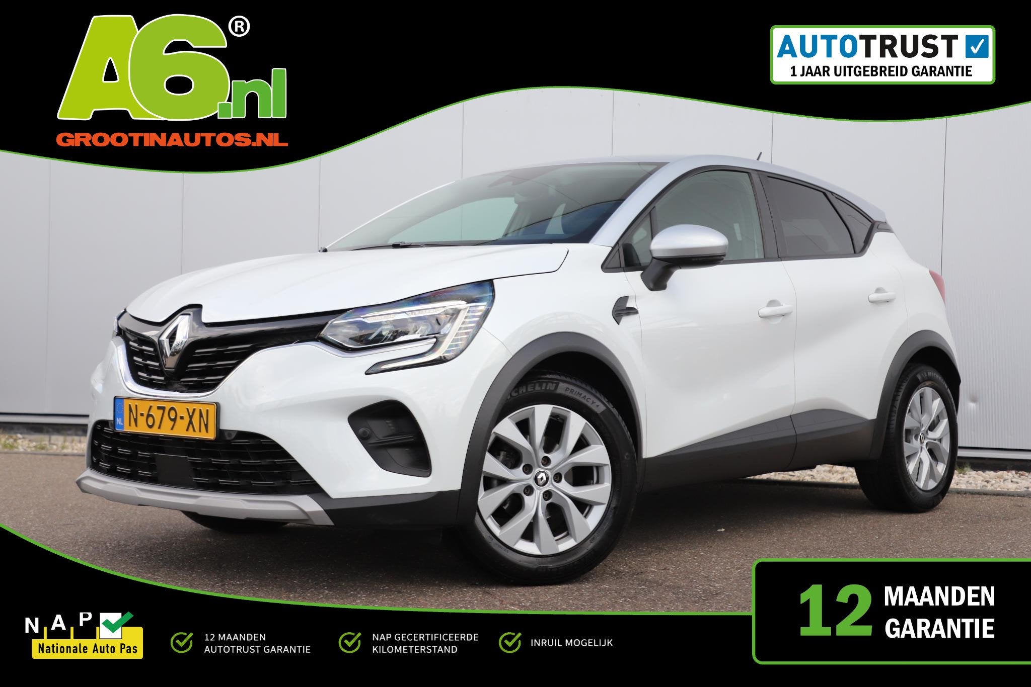 Renault Captur 1.0 TCe 90 Business Zen Lederen Bekleding Nav, Voorwielaandrijving, Stof, Gebruikt, Euro 6