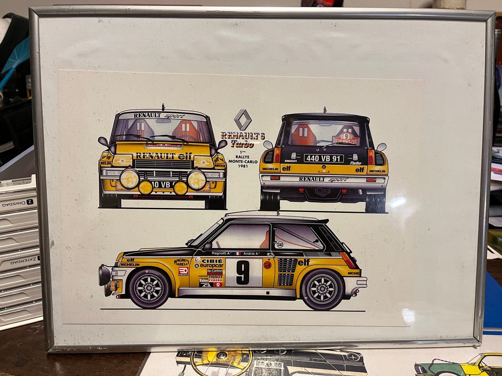 Set van 4i ngelijste raceauto prints, Ophalen, Minder dan 50 cm, Gebruikt, Print
