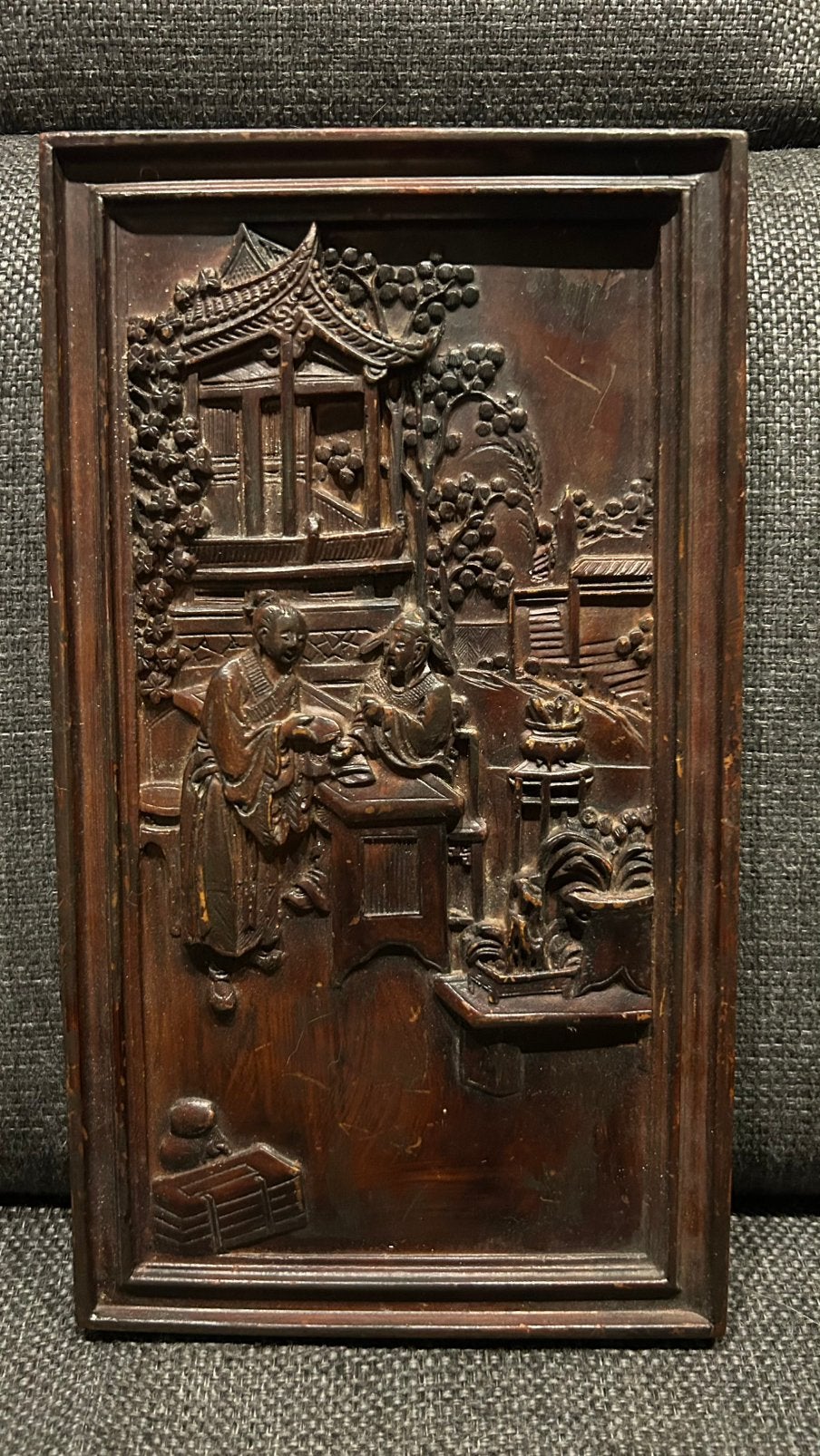 Antiek Chinees Houtsnijwerk Paneel, Hout, Handgemaakt, Ophalen of Verzenden, China