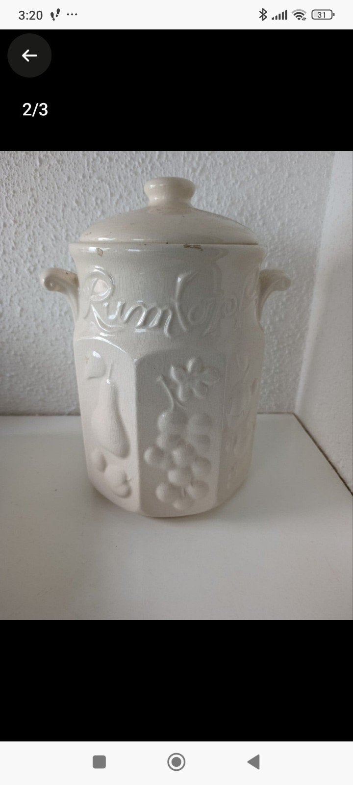 Vintage Rumtopf aardewerk pot met deksel, Ophalen of Verzenden