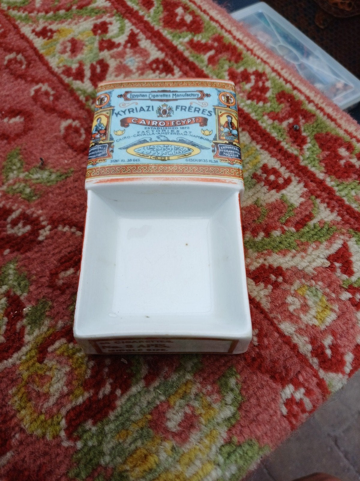 Antieke Porseleinen Asbak Kyriazi Frères, Kyriazi, Gebruikt, Onbekend, Ophalen of Verzenden