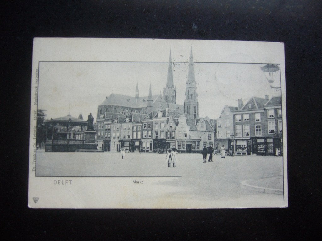 DELFT  =  MARKT   BRIEFKAART  1906, Ophalen of Verzenden, Voor 1920, Gelopen, Zuid-Holland