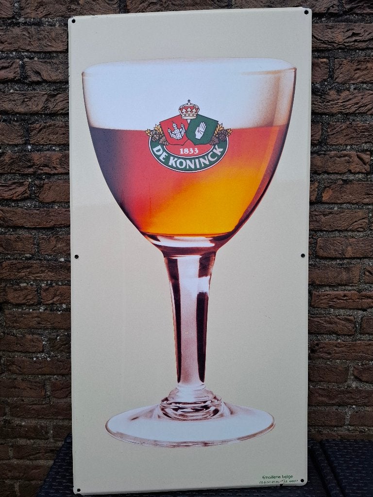 Groot Emaillebord brouwerij De Koninck (Emaillerie Belge), Ophalen of Verzenden, Nieuw, Reclamebord, Plaat of Schild, De Koninck