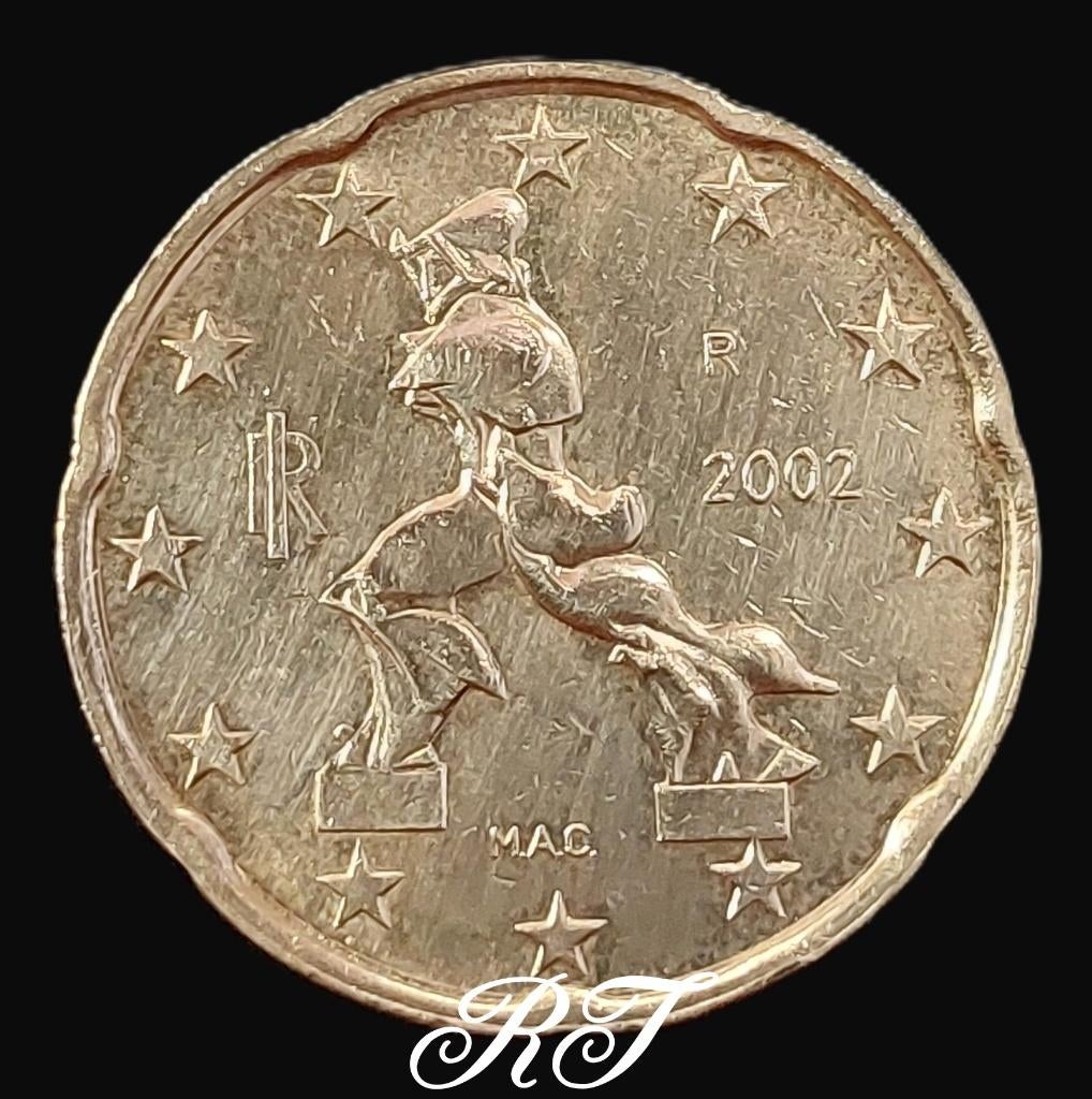 Zeldzame Italiaanse 20 eurocent munt uit 2002., Postzegels en Munten, Munten | Europa | Euromunten, 20 cent, Italië, Losse munt