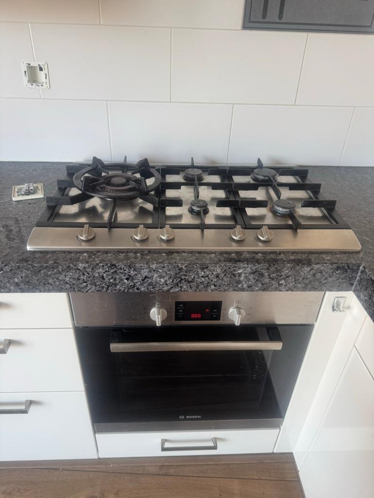 Atag 5-pits gaskookplaat en goed werkende Bosch oven, Ophalen, Gebruikt, Minder dan 85 cm, Hete lucht