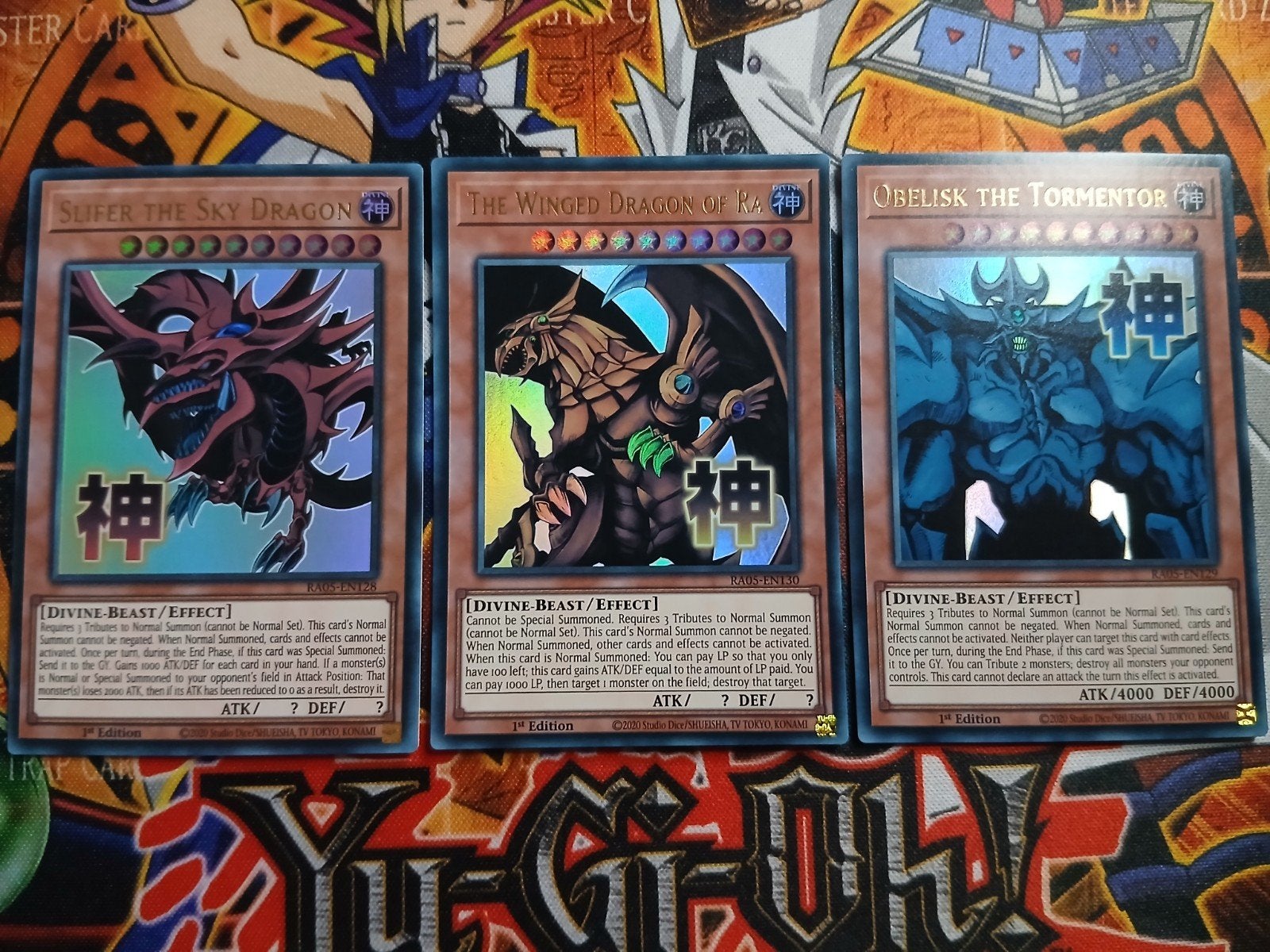 Egyptian God Set - Ultra Rare Stamped RA05 - Yu-Gi-Oh, Ophalen of Verzenden, Zo goed als nieuw, Foil