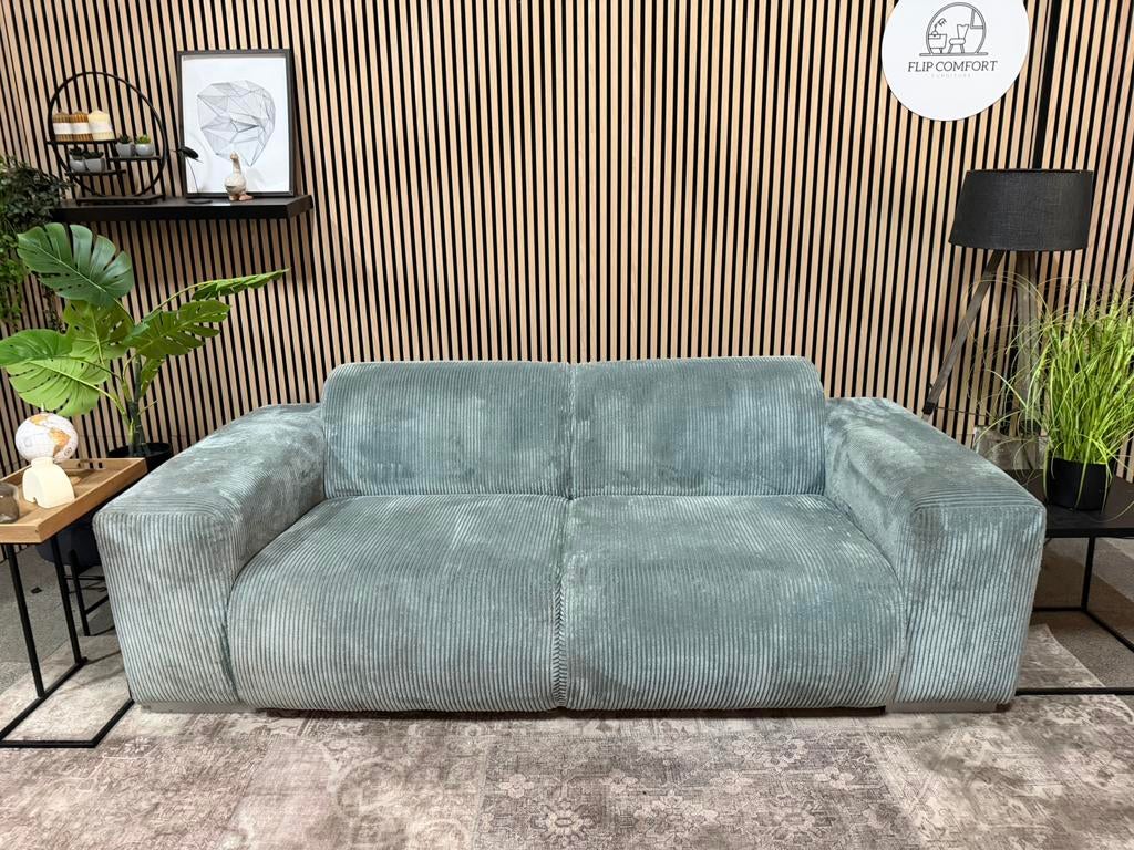 “GRATIS LEVERING” Gave ribstof ijsblauwe 2,5 zitter 220cm, 125 tot 150 cm, Ribstof, ijsblauw, zgan, zachte zit, Driepersoons, Ophalen of Verzenden