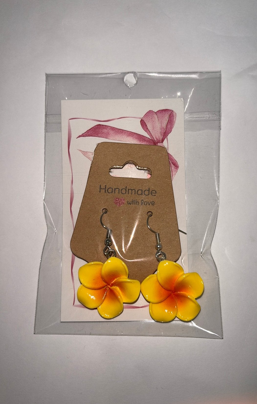 Oorbellen bloem geel, Sieraden, Tassen en Uiterlijk, Oorbellen, Overige materialen, Hangers, Geel, Nieuw