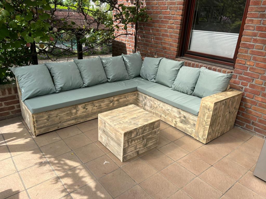 Steigerhout hoekbank loungeset tuinset loungebank zwevend