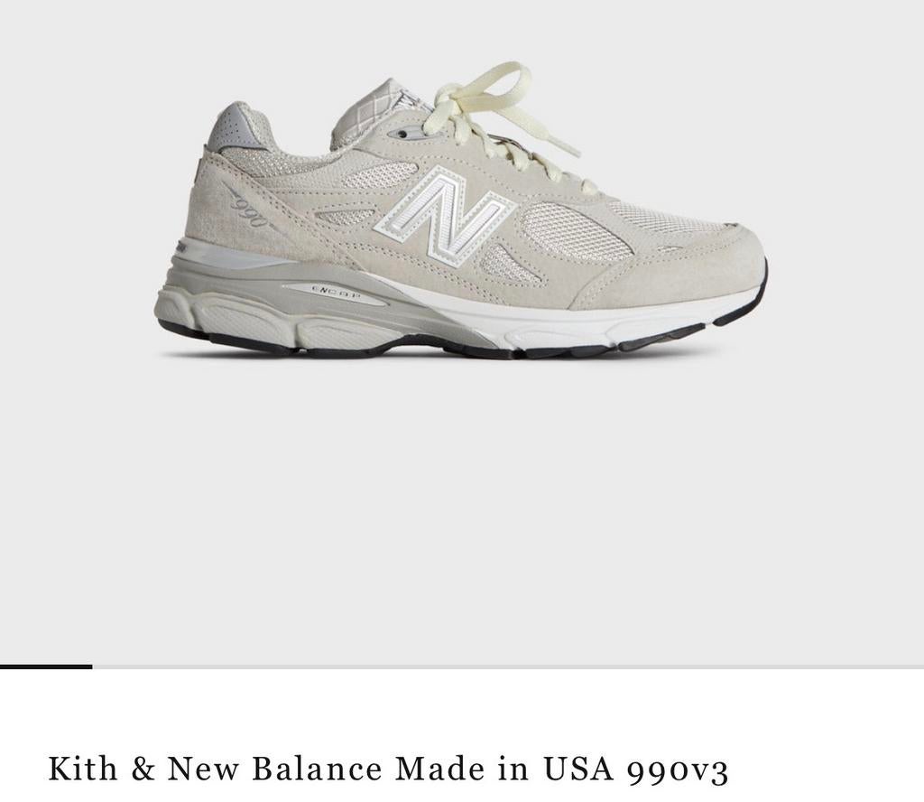 Kith x New Balance Made In USA 990 V3 44.5 Ronnie Fieg, Kleding | Heren, Schoenen, Wit, Nieuw, Ophalen of Verzenden, Sneakers of Gympen