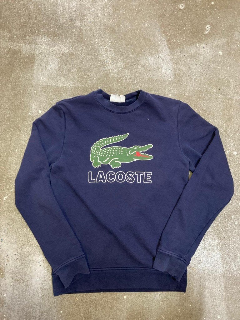 Lacoste Big Crocodil Sweater - 2 - XS - Navy - Oldmoney, Lacoste, Ophalen of Verzenden, Zo goed als nieuw, Maat 48/50 (M)