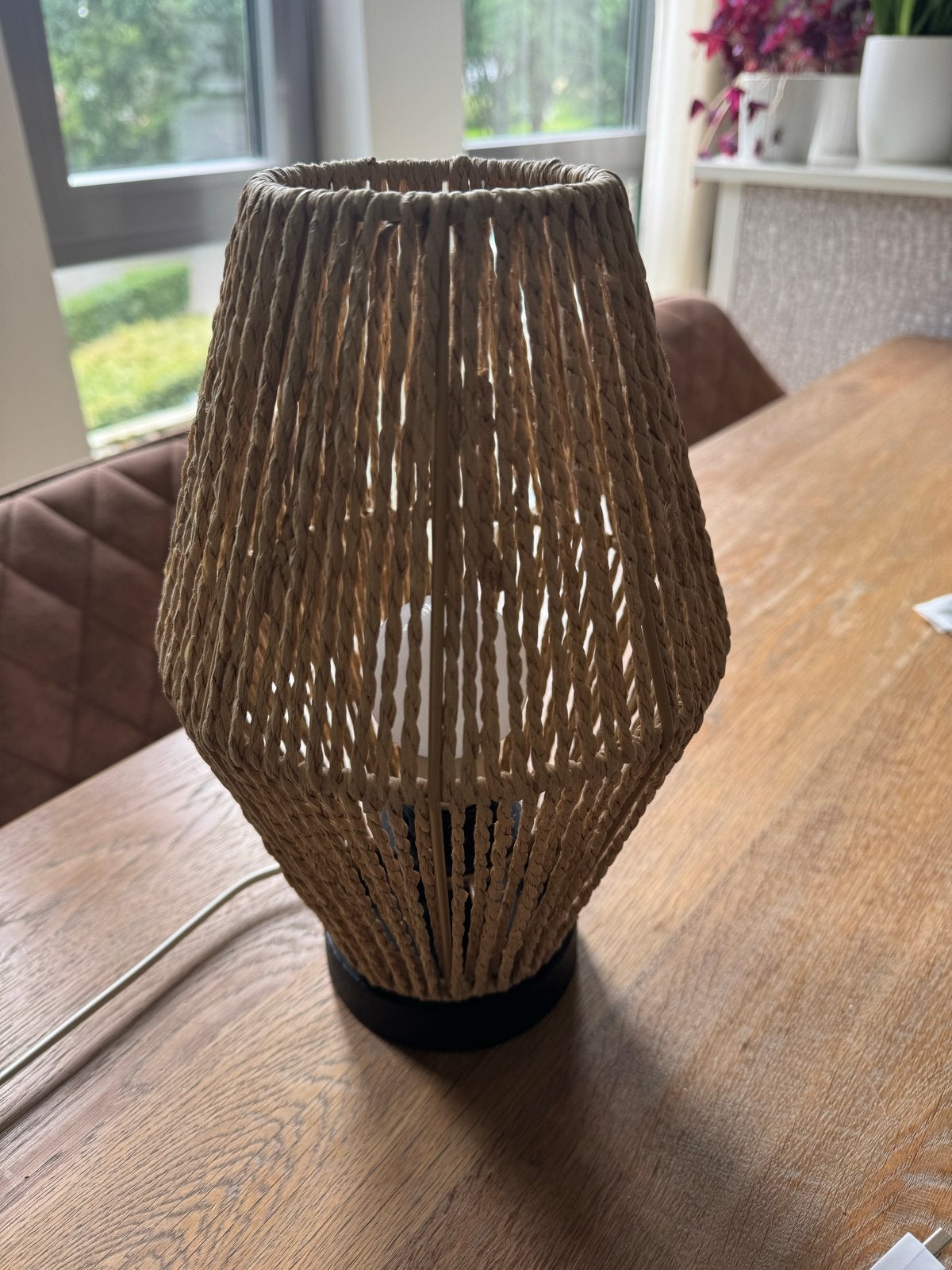 Lampje met gevlochten kap, Huis en Inrichting, Ophalen of Verzenden