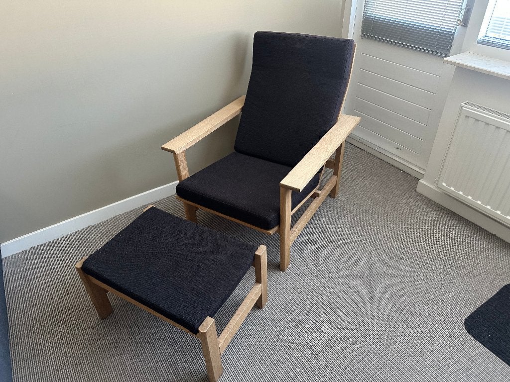 2 x Søren Holst fauteuil  + 1 hocker, Huis en Inrichting, Ophalen, Gebruikt, 75 tot 100 cm, Jaren 50