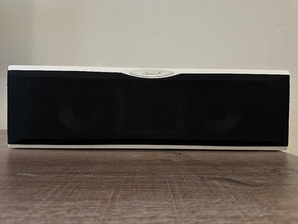 Quadral Platinum M1 Base Centerspeaker – Hoogglans Wit, Gebruikt, 60 tot 120 watt, Geschikt voor surround/home cinema, Center speaker