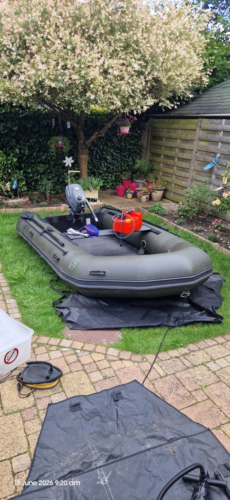 Fox 320 opblaasboot met Yamaha 4pk buitenboordmotor, Aluminium, Gebruikt, Inclusief motor, Ophalen