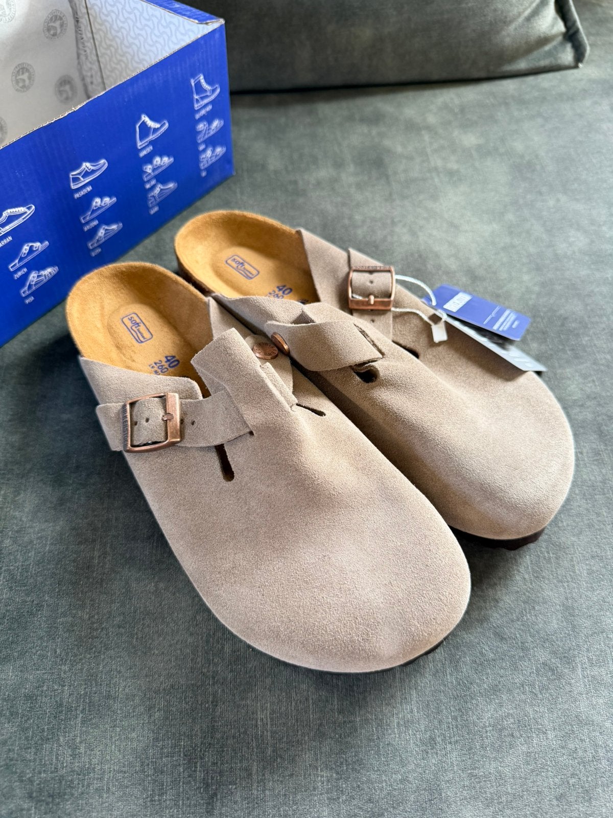 Birkenstock boston taupe maten: 37,38,39,40,41,42,43,44, Bs, Overige typen, Nieuw, Ophalen of Verzenden